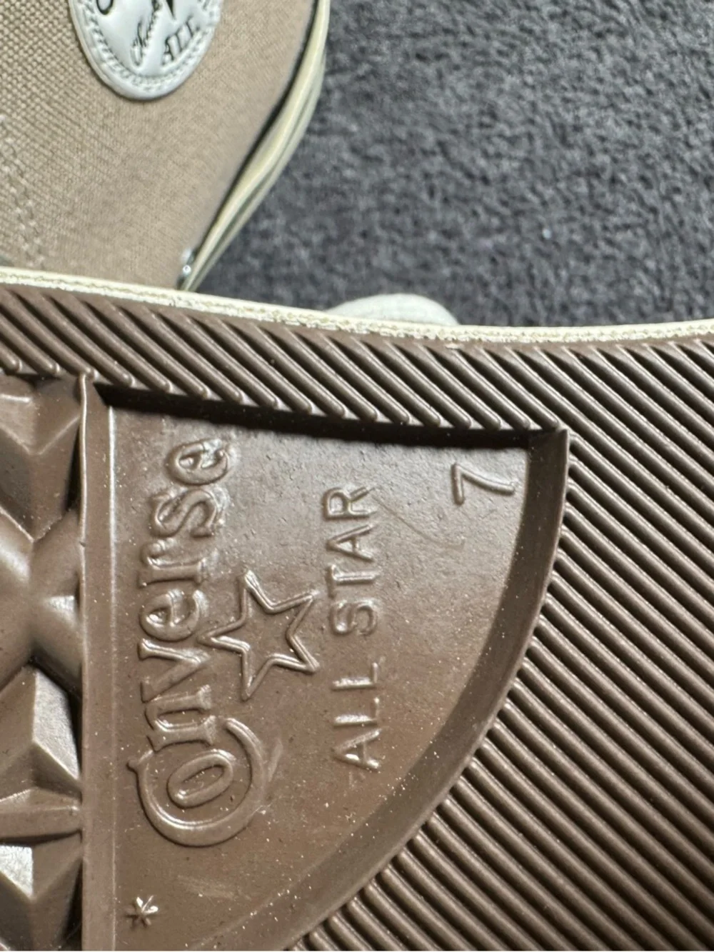 Converse High-Top Sneakers in Taupe and Cream - Picture 9 of 10